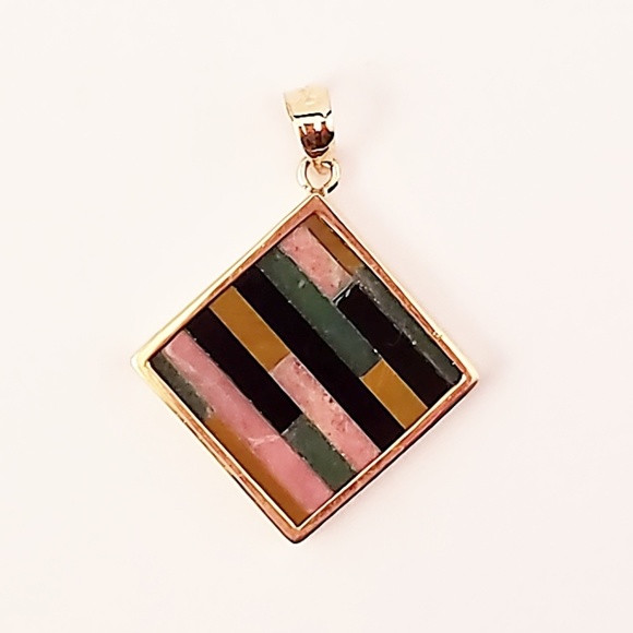 Jewelry - 14K Gold Pendant Semi-Precious Inlay for Necklace